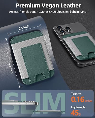 Upgraded for Magsafe Wallet, 7 Card Holder, Strongest Magnetic Wallet | for iPhone Wallet Magsafe with 2 Card Slots, Magnetic Card Holder for iPhone 17/16/15/14/13/12 Series, Slim, Green - color: Green-Upgraded