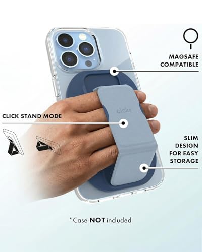 CLCKR for MagSafe Phone Grip Stand, Magnetic Phone Holder with Kickstand - color: Dark Blue