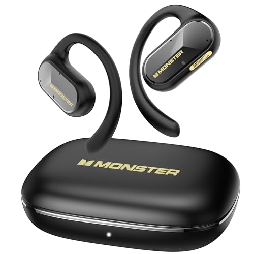 Monster Open Ear AC312 Headphones, Bluetooth 5.4 Wireless Earbuds with Noise-Cancelling Mic for Clear Calls, Powerful Sound by 16mm Large Drivers, Touch Control 32H Playtime, IPX5 Waterproof for Sport