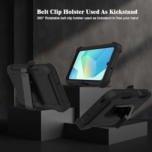 for Samsung Galaxy A16 5G Case with 2 Pack Tempered Glass Screen Protector, [Holster Series] Belt Clip Hard Tough Heavy Duty Rugged Shockproof Protective Cell Phone Case (Black) - color: Black