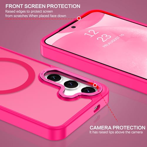 BENTOBEN Magnetic for Samsung Galaxy S24 Plus Case [Compatible with Magsafe] Translucent Matte Slim Fit Shockproof Anti-Yellow Women Men Protective Phone Cases Cover for Galaxy S24 Plus 6.7", Hot Pink - color: Hot Pink