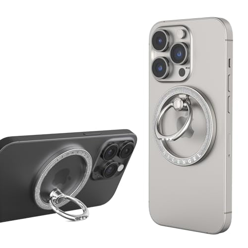 Allengel Magnetic Phone Grip for MagSafe, Magnetic Ring Holder Compatible with MagSafe Phone Ring, 360°Rotating Finger Kickstand for iPhone 16 Pro Max 15 14 13 12 Plus & Android Phone(Bling Silver) - color: Bling Silver