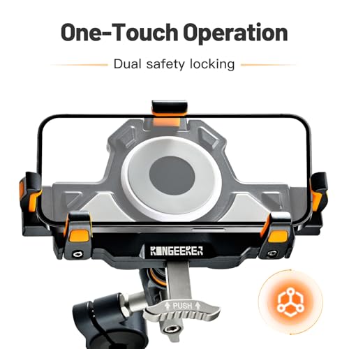 Aluminum Motorcycle Cell Phone Mount with Vibration Dampener, M1 Anti-Theft MTB Phone Mount for Motorcycle ATV Bike UTV Scooter, ATV Phone Holder Fit 6.1"-7.2" Phone, High-Speed Secure Lock - style: M1