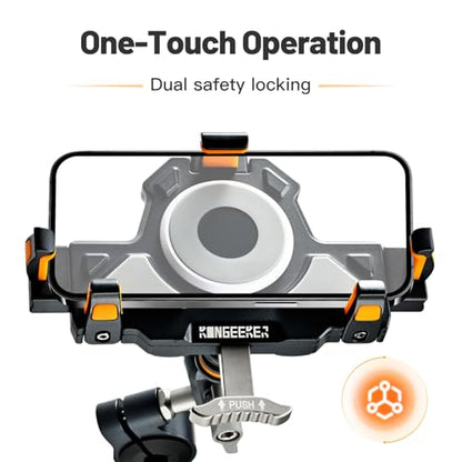 Aluminum Motorcycle Cell Phone Mount with Vibration Dampener, M1 Anti-Theft MTB Phone Mount for Motorcycle ATV Bike UTV Scooter, ATV Phone Holder Fit 6.1"-7.2" Phone, High-Speed Secure Lock - style: M1