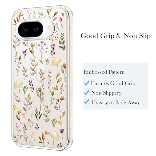 Unov for Pixel 10a Case, Clear with Design, Slim Fit Good Grip, Embossed Phone Case, Shockproof Protective Cover, Raised Camera Protection, Soft TPU, Golden Garden - color: Golden Garden