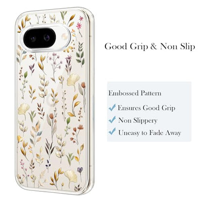 Unov for Pixel 10a Case, Clear with Design, Slim Fit Good Grip, Embossed Phone Case, Shockproof Protective Cover, Raised Camera Protection, Soft TPU, Golden Garden - color: Golden Garden