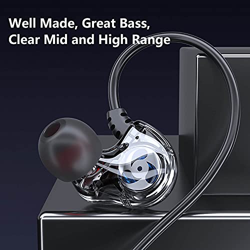 Dual Driver Wired Headphones 3.5mm Jack Earphones Plug in Ear Buds