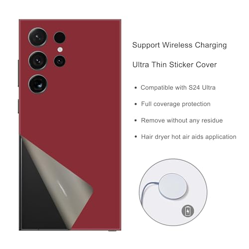 2 Pack Skin Wraps Compatible with Samsung Galaxy S24 Ultra (Red) - color: Red