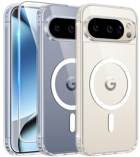 FNTCASE for Google Pixel-10-Pro XL Case Clear Pixel 9 Pro XL PhoneCase | Screen Protector, Compatible with Magsafe, Anti Yellowing, Magnetic, Shockproof Protective, Transparent Cell Phone Cover - color: A-Clear, size: For Google Pixel 10/9 Pro XL (6.8 Inc