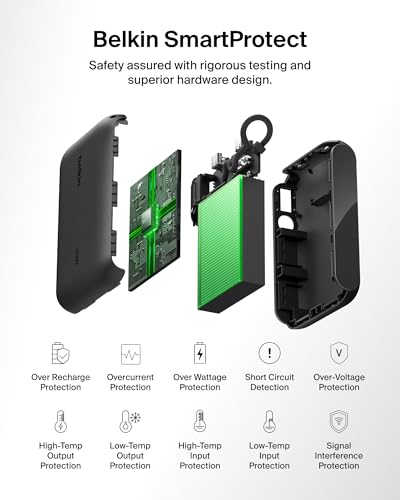 Belkin 10000mAh 20W Slim 2C Power Bank w/Digital Display for iPhone, Galaxy - color: Black, style: 10K mAh