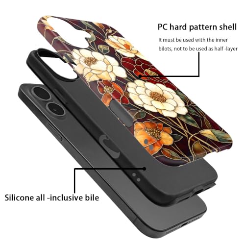 Compatible with iPhone 17,Anti-Scratch Glossy Case Cover,Stained Glass Flower 04 - color: Stained Glass Flower 04, size: IPhone 17