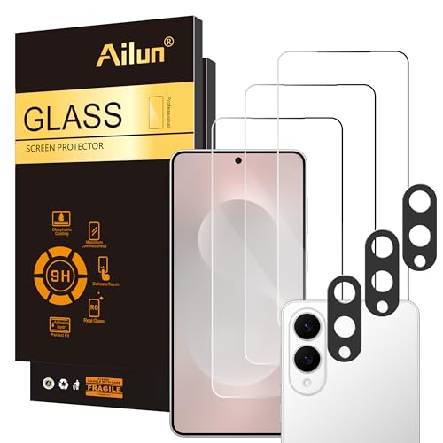 Ailun Screen Protector+Camera Lens Protector for Galaxy S25 Edge, 3+3 Pack | 6.7 inch, Tempered Glass, Fingerprint Unlock Compatible, 0.25mm, Anti-Scratch, Case Friendly, Clear, HD - color: Transparent, size: S25 Edge 6.7 inches