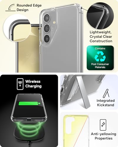 ZAGG Crystal Palace Samsung Galaxy S24 Case with Kickstand - Ultra-Slim, Graphene-Enhanced, Crystal Clear Protection, 13ft Drop Resistant, Eco-Friendly, Clear - size: Samsung Galaxy S24, style: Without Snap