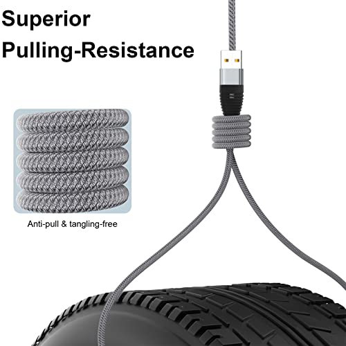 Multi Charging Cable Nylon Braided Universal 4 in 1 Multiple USB Cable 3A,with Dual Phone/USB-C/Micro-USB Port Adapter,for Cell Phones/Tablets/Samsung Galaxy/Huawei/PS & More[ 2Pack 4FT]