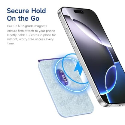 LoeoeL Magnetic Phone Wallet Compatible with Magsafe Wallet, Silicone ID Credit Card Holder Wallets for Back of Phone Pocket, Slim Thin Pouch Sleeve Wallets for iPhone Samsung, Light Blue - color: Light Blue
