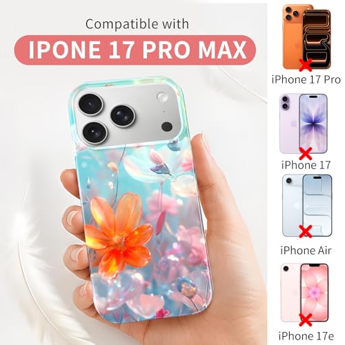 Case Compatible with iPhone 17 Pro Max, 2025 Anti-Yellow Ultra Transparent Soft TPU Phone Case, Shockproof Anti-Slip Slim Lightweight Full Coverage Protective (Flowers 3) - color: Flowers 3