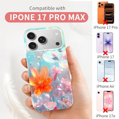 Case Compatible with iPhone 17 Pro Max, 2025 Anti-Yellow Ultra Transparent Soft TPU Phone Case, Shockproof Anti-Slip Slim Lightweight Full Coverage Protective (Flowers 3) - color: Flowers 3