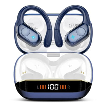 Wireless Earbuds Bluetooth 5.4 Headphones Sports, 75Hrs Bass Hi-Fi Stereo - color: Y-Starry Deep Blue