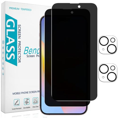 2+2 Pack Privacy Screen Protector for iPhone 15 Plus Tempered Glass - size: (Privacy)iPhone 15 Plus 6.7 Inch