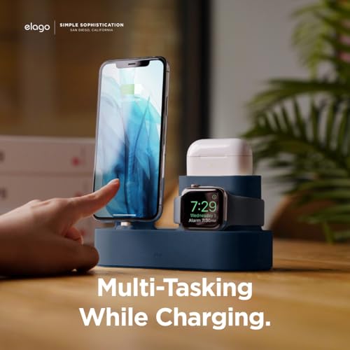 elago 3 in 1 Charging Station for iPhone, AirPods, AirPods Pro, Apple Watch - color: Jean Indigo