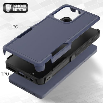 for Motorola Moto G Power 2026 / Moto G Power 2025 Case: Dual Layer Protective Heavy Duty Cell Phone Cover Shockproof Rugged with HD Screen Protector Military Protection Bumper Tough, Navy Blue - color: Navy Blue (PC) + Black (TPU)