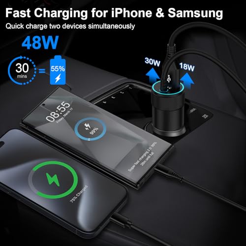 iPhone 17e 16e 17 Pro Max Fast Car Charger USB C for iPhone 17e/17 Pro/17 - color: Black