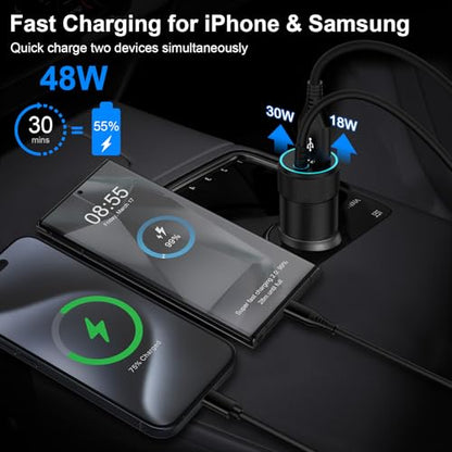 iPhone 17e 16e 17 Pro Max Fast Car Charger USB C for iPhone 17e/17 Pro/17 - color: Black