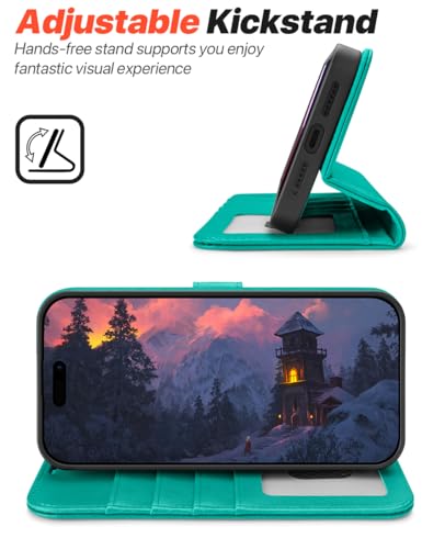 OCASE for iPhone 17 Pro Max Detachable Wallet Case with Card Holder, 2 in 1 PU Leather Flip Folio with RFID Blocking Stand Wrist Strap Shockproof Phone Cover 6.9 Inch 2025, Blue Green - color: Blue Green, size: iPhone 17 Pro Max