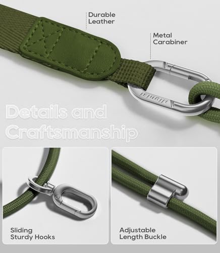 Phone Lanyard Crossbody with Phone Tabs, Adjustable Cellphone Lanyard with Skin-Friendly Neckband and Metal Carabiner - color: Army Green