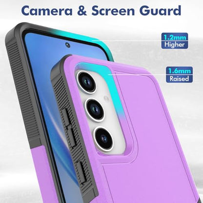 for Samsung Galaxy A35 5G Case: Dual Layer Protective Heavy Duty Cell Phone Cover Shockproof Rugged with Screen Protector - Military Protection Bumper Tough - Samsung Galaxy A35 5G 2024, Purple - color: Purple (PC) + Black (TPU)