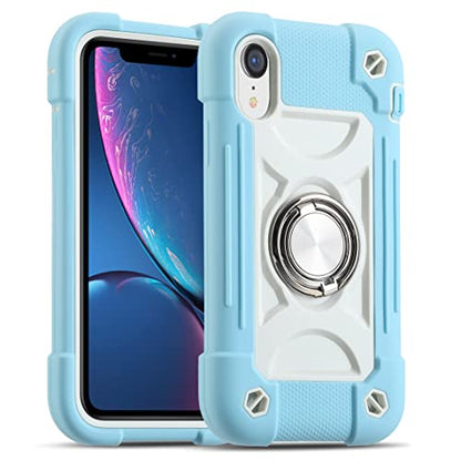 MARKILL Compatible with iPhone XR Case 6.1 Inch with Ring Stand, Heavy-Duty Military Grade Shockproof Phone Cover for iPhone XR 6.1. - color: Ice Blue, size: iPhone XR 6.1"
