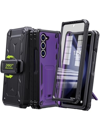 KJSK for Samsung Galaxy Z Fold 5 Case,with S Pen Holder+Belt Clip Holster+Built-in Kickstand+Hinge Protection,Heavy Duty Military Grade Drop Proof Case for Galaxy Z Fold 5(Purple) - color: Purple