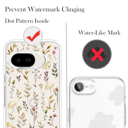 Unov for Pixel 10a Case, Clear with Design, Slim Fit Good Grip, Embossed Phone Case, Shockproof Protective Cover, Raised Camera Protection, Soft TPU, Golden Garden - color: Golden Garden