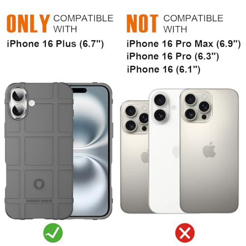 Rugged Shield 8ft Drop Proof TPU Thick Armor Tactical Protective Case Compatible with iPhone 16 Plus (6.7 inches) - City Grey - color: City Grey, size: iPhone 16 Plus