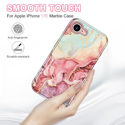 Btscase Compatible with iPhone 17e Case 6.1 Inch 2026,Marble Pattern 3 in 1 Heavy Duty Shockproof Full Body Rugged Hard PC+Soft Silicone Drop Protective Women Girl Phone Cases, Rose Gold - color: A-Rose Gold, size: iPhone 17e