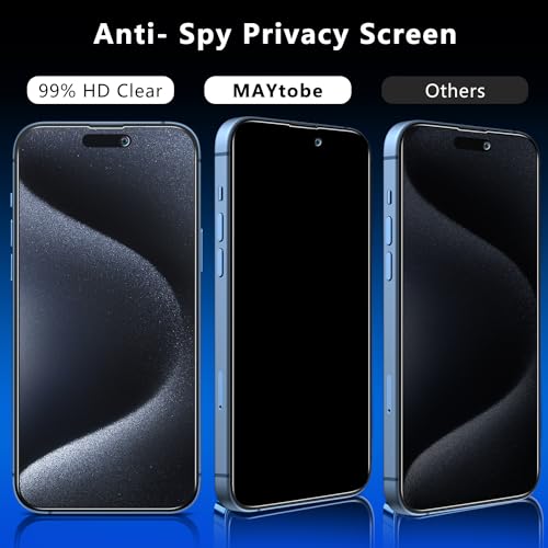 MAYtobe 2-Pack Screen Protector for iPhone 15 Pro, iPhone 15 Tempered Glass - size: iPhone 15 Pro,15(Black)