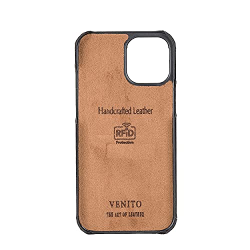 Venito Florence Leather Wallet Phone Case Compatible with iPhone 13 Pro Max (6.7 inch) - Extra Secure with RFID Blocking - Detachable Phone Wallet (Rustic Black)* - color: Rustic Black, size: iPhone 13 Pro Max
