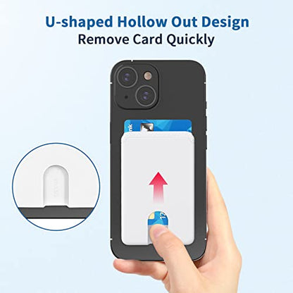 Senose Phone Wallet Stick On, Credit Card Holder for Back of CellPhone Case - color: Black+White+Pink