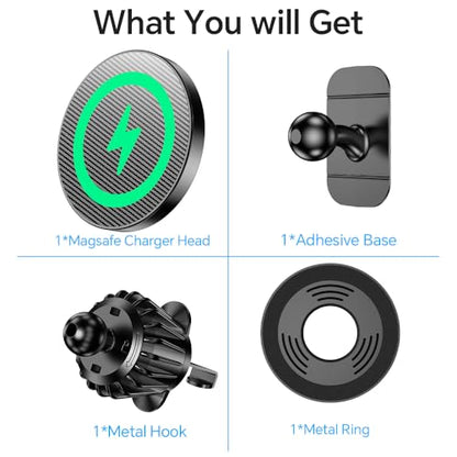 Coolpow Magsafe Car Mount Charger, Magnetic Wireless Car Charger for iPhone - color: Carbon Fiber