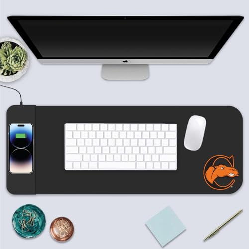 OTM Essentials Campbell University Classic Wireless Charging Cloth Desk Mat, Durable Office Supplies, Non-Slip Base, Quick Charging Wireless Desk Pad, Black - size: Classic- Charging, style: Campbell University