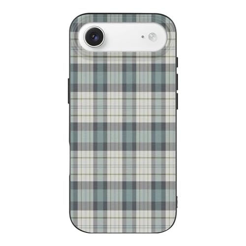 Turquoise and Navy Blue Rustic PlaidAnti-Yellowing Soft TPU Phone Case for iPhone 17, Shockproof and Scratch-Resistant Case - color: black-style-173