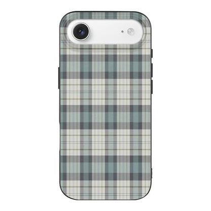 Turquoise and Navy Blue Rustic PlaidAnti-Yellowing Soft TPU Phone Case for iPhone 17, Shockproof and Scratch-Resistant Case - color: black-style-173