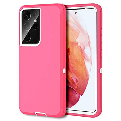 MXX Case Compatible with Galaxy S21 Ultra Case, 3-Layer Super Full Heavy Duty Body Bumper Cover/Shock Protection/Dust Proof, Designed for Samsung Galaxy S21 Ultra 5G 6.8 Inch 2021 (Pink/White) - color: Pink/White