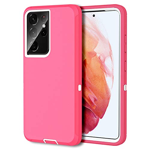 MXX Case Compatible with Galaxy S21 Ultra Case, 3-Layer Super Full Heavy Duty Body Bumper Cover/Shock Protection/Dust Proof, Designed for Samsung Galaxy S21 Ultra 5G 6.8 Inch 2021 (Pink/White) - color: Pink/White