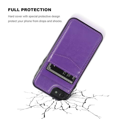 KIHUWEY for iPhone SE/8/7 Wallet Case Card Holder, Dark Purple - color: Dark Purple