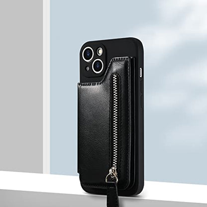 Stick on Wallet for Phone Case, Credit Adhesive Card Holder for Back of Phone Cases Flip Leather Zipper Wallet Sleeve Pouch Compatible with iPhone, Samsung Galaxy Most Smartphones Black - color: Black