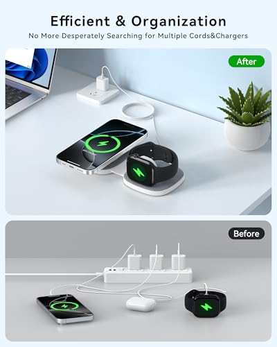 2-in-1 Foldable Charger Compatible with MagSafe iPhone, Watch & AirPods - color: Grey