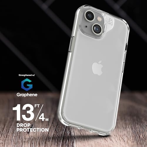 ZAGG Crystal Palace iPhone 15 Pro Phone Case - Drop Protection (13ft/4m), Anti-Yellowing & Scratch-Resistant iPhone Case, Wireless Charging Compatibility, Clear - size: iPhone 15 Pro, style: Without Magsafe