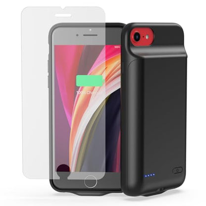 Battery Case for iPhone 8/7/6s/6/SE 3/SE 2 (4.7-inch) High Capacity 7000mAh | Rechargeable Battery Pack Charger Case with External Charging Function and Tempered Glass Screen Protector