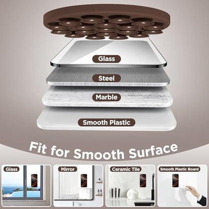 Magnetic Suction Cup Phone Mount with MagSafe, Silicone Hands-Free Grip Holder for iPhone Case and Android, Mirror Shower Phone Stand for Makeup FaceTime Gym Kitchen Bathroom, Chocolate - color: Chocolate